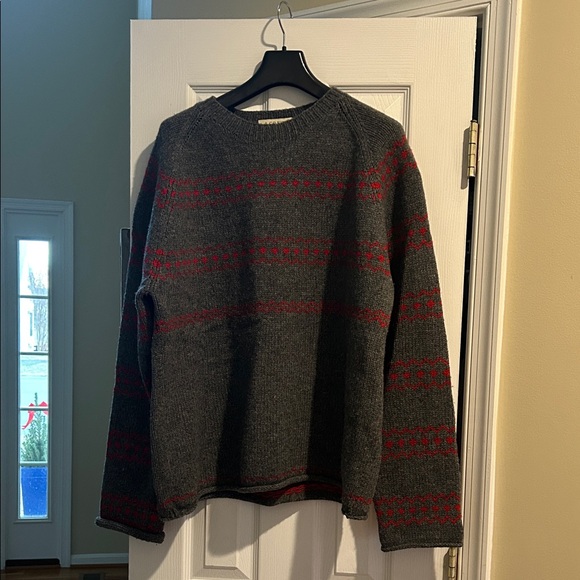 J. Crew Charcoal and Crimson Handknit Crewneck Sweater - Picture 4 of 6